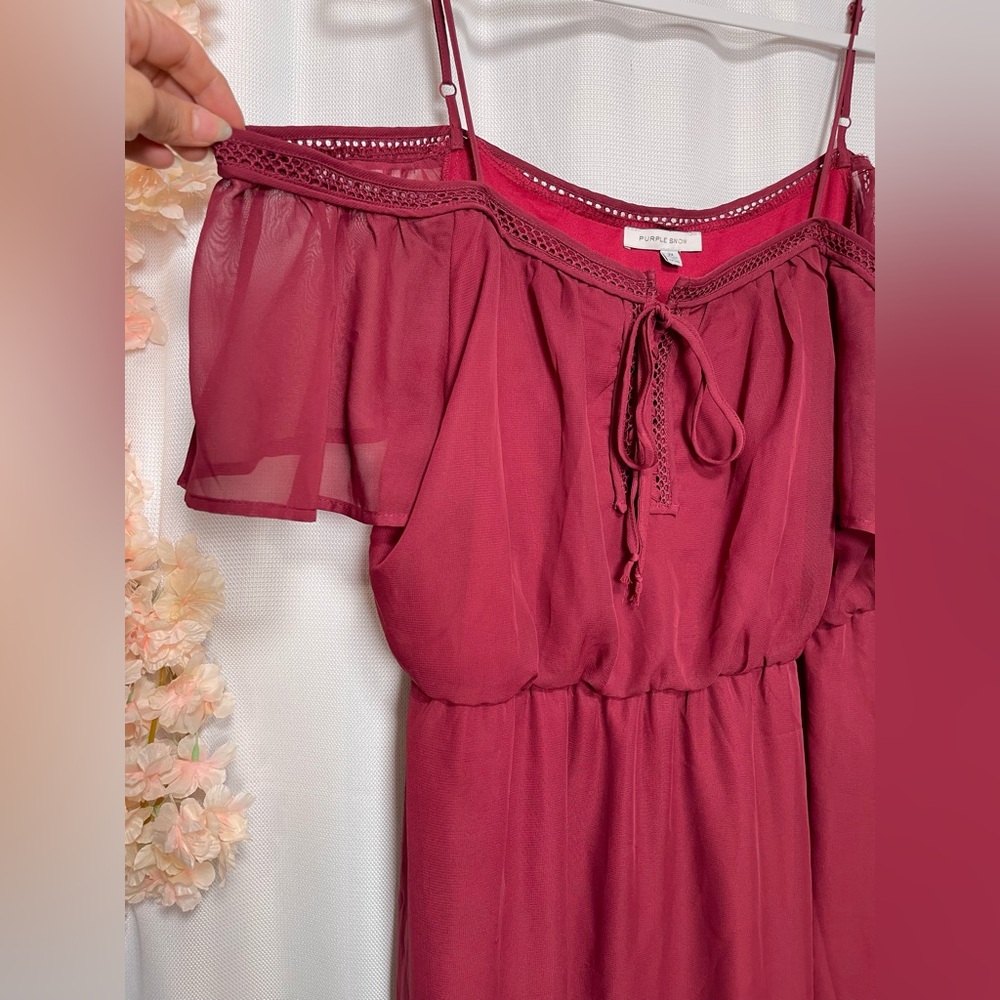 Purple Snow off the shoulder maxi dress xxl 2x burgandy
